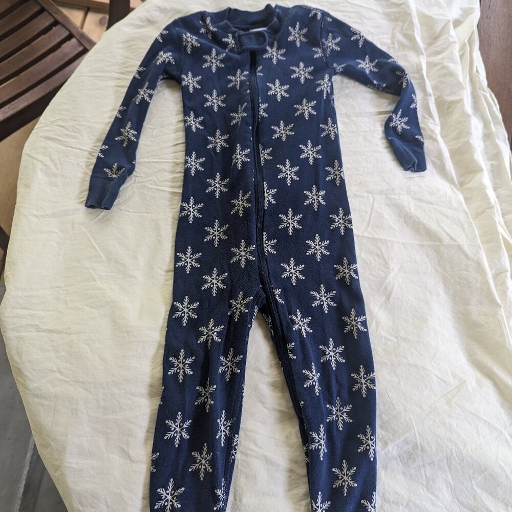 Hanna Andersson Zip Sleeper Snowflake Blue, Size 3T (90cm)